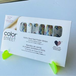 Color street Bad Chromance silver glitter, with rainbow stripes